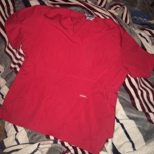 Landau Red Scrub Top